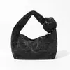 Bolsa de Axila com Nó Totalmente Cravejada de Strass Explosões Transfronteiriças 2024 Explosões Moda de Alto Padrão Bolsa de Jantar Feminina prata