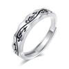 Plata Tailandesa S925 Anillo Abierto Estilo Chino para Hombre Anillo de Cola Único Dominante Boca Viva Retro Plata Tailandesa Moderno Elegante Masculino