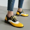35-48 Comercio Exterior Transfronterizo AliExpress Sitio Independiente Suministro Bloque de Color Con Cordones Brogue Corte Profundo Zapatos de Mujer H639