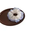 Estilo Coreano Chiffon Fresco Bolinhas Camada Dupla Cintura Pequena Intestino Grosso Elástico de Cabelo Elegante Versátil para Coque Corda de Cabelo