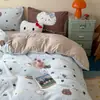 Conjunto de Quatro Peças de Lã Leiteira Colorida Mista Classe A Outono e Inverno Capa de Edredom Grossa de Fleece Coral Dupla Face Conjunto de Três Peças para Estudantes com Plus Velvet