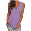 Jaqueta T-shirt feminina de cor sólida, solta, com decote V e sem mangas, 14 cores, 6 tamanhos, explosões de verão da Amazon, Europa e Estados Unidos, grande estoque