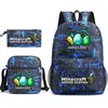 Mi mochila escolar mundial de tres piezas con estampado, gran capacidad, bolsa de lona para computadora para exteriores para estudiantes de secundaria