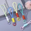 Cordão de celular com nó de guarda-chuva de dopamina, chaveiro de boneca simples criativo para mochila, pingente acessório de corda trançada colorida