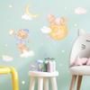 LD64129 Oso de Dibujos Animados Recogiendo Estrellas Planeta de Ensueño Luna Nubes Habitación Infantil Decoración del Hogar Adhesivos de Pared Autoadhesivos