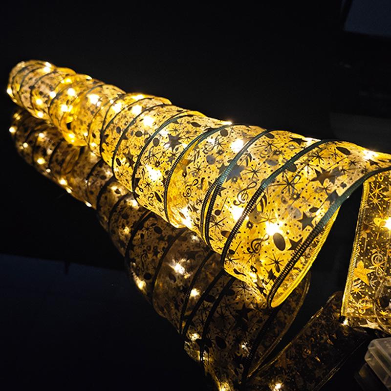 金色彩带+暖白灯