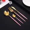 Juego de Cubiertos de Acero Inoxidable 410 Personalizado, Mango Plano, Vajilla Portuguesa, Cuchillo para Filete Occidental, Tenedor y Cuchara para Postre y Ensalada