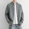 Suéter cárdigan para hombre para primavera y otoño, de alta gama, color liso, simple, moderno, holgado, casual, con cremallera, cuello alto, chaqueta de punto