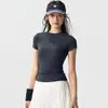 Novo Short Manga Curta Fitness Feminino Verão Fino Alta Elasticidade Secagem Rápida Traje de Treino Pilates Camiseta Yoga Top Esportivo