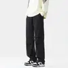 Pantalones de trabajo retro americanos con pliegues y caída para hombre, nuevo estilo de otoño, pantalones largos casuales holgados con cordón, marca de moda
