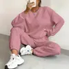 Conjunto de Duas Peças Europeu e Americano Transfronteiriço Primavera e Outono 2025 Novo Top Feminino de Tricô Torcido com Mangas Longas e Gola Redonda e Leggings