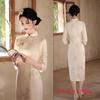 Cheongsam de Encaje Compuesto Manga Larga de Siete Puntos Invierno 2024 Nuevo Retro Guofeng Cheongsam Diario para Niñas