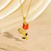 Nuevo Collar de Tulipán con Goteo de Aceite Transfronterizo con Circonita Microincrustada, Lujo Ligero, Sensación de Alta Gama, Estilo Bosque, Colgante Versátil Floral Fresco