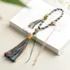 Colgante de Coche de Hilo de Algodón Frotado a Mano Estilo Xizang Cuerda para Manillar Cuerda para Colgar Asiento de Loto Tejido a Mano Cuerda de Mano Borla Estilo Étnico Cuerda de Juego Cultural