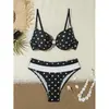 Novo biquíni de duas peças para exportação transfronteiriça europeia e americana 2027, biquíni sexy de bolinhas para praia para mulheres