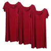 Vestido de Noite Modal de Manga Curta Três Peças Primavera e Verão com Bojo Pijama Sem Sutiã Vestido para Casa Completo Vestido Midi