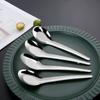5 Jin Cuchara de Acero Inoxidable No Magnético Cuchara Cuchara de Fondo Plano Hogar Comedor Restaurante Adulto Niños Cuchara Cuchara para Sandía Cuchara de Fondo Plano