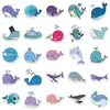 50 Pegatinas Lindas de Ballena de Dibujos Animados, Decorativas Personalizadas para Equipaje Cuaderno, Pegatinas Impermeables Desmontables Sin Repetir