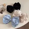 Presilha de Cabelo com Laço de Cetim Estilo Coreano com Toque de Luxo, Grampo Exquisito para Cabelo Semi-Preso, Presilha Reta para Rabo de Cavalo Alto, Acessório de Cabelo com Presilha de Mola