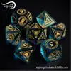 Conjunto de Dados de Jogo de Tabuleiro Dungeons and Dragons Mais Vendido Conjunto de 7 Peças Multifacetado Colorido Azul Dnd Rpg Padrão Dados de Vidro