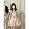 Vestido de Gaze Floral Fresco e Simples Doce Borboleta Japonês Redutor de Idade Petite Princesa Fofinha Vestido A-Line Que Afina a Cintura