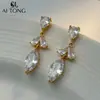 Joias Aitong Estilo Zircônia Luxo Acessível Brincos de Alta Qualidade Brilhantes Elegantes Folha Brincos de Nicho Franja Brincos Frescos