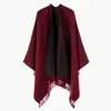 Chal grueso de color sólido de doble cara, a prueba de viento y cálido para el invierno, superventas transfronterizo, simple y versátil, multicolor con flecos, hecho de hilo de núcleo