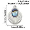Pingente em Aço Inoxidável 304 em Forma de Leque, Estilo de Luxo Leve Nicho de Alta Qualidade, Pingente Oval Dourado com Concha Natural, Acessórios para Joias DIY