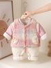 Ropa de Invierno para Bebés y Niños Pequeños, Elegante Mono con Bordado de Animales, Conjunto Cálido de Dos Piezas Forrado de Felpa, Ropa de Algodón de Invierno para Salir