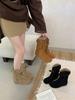 Botas Curtas Marrons Redondas Tendência Retrô para Mulheres, Botas Plissadas Empilhadas, Novo Estilo 2026, Botas Western Cowboy Estilo Melard Birkenstock