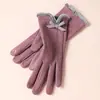 Luvas Quentes para Mulheres no Inverno, Espessadas com Lã, Fofas, à Prova de Vento, Espessadas com Lã, Adequadas para Ciclismo ao Ar Livre, Luvas Quentes com Tela Sensível ao Toque