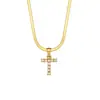 Moda Cruzada Europeia e Americana Simples Versátil Colar Joia Aço Inoxidável Banhado a Ouro 18K Corrente Rasa de Cobra Colar com Letra Zircônia