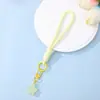 Correa para Teléfono Tejida Nudada de Colores Colgante Llavero Estrella de Gelatina Cuentas DIY Accesorio de Bolsa Simple Versátil