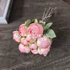 Simulación de 10 capullos de rosa para té atados a mano decoración de sala de estar rosa novia mano centro comercial decoración diseño de escena