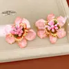 Aretes de Flor de Gota de Aceite de Aguja Plateada de Colores, Estilo Europeo y Americano, Aretes Únicos y Audaces, Aretes de Lujo Ligero de Gama Alta al por Mayor