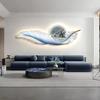 Pintura Decorativa Moderna de Lujo Ligero para Sala de Estar, Pintura Colgante de Plumas con Luz de Sensor LED, Arte de Pared de Fondo para Sofá de Gama Alta
