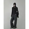 534 # Sixi Four Felicidade Lar Estilo Retro Y2K Floral Texturizado Cinza Cardigan Feminino Curto Manga Longa Camisa Básica