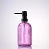 Botella de Lavado de Manos de Rayas Verticales de Alta Calidad, Vidrio Espeso, Botella Dispensadora Multifuncional para Loción y Gel de Ducha, Botella de Vidrio Resistente a la Humedad y al Calor