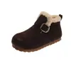 Nuevos zapatos casuales de invierno de algodón para la nieve estilo Birkenstock de caña alta con suela gruesa y peludos 2026, mocasines cálidos sin cordones con forro de felpa