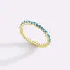Anillo de Diamantes Personalizado de Colores Transfronterizo Europeo y Americano Lleno de Diamantes Anillo Apilable Anillo de Zirconia Piedra de Nacimiento Anillo de Nicho para Mujeres