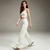 Pantalones de Yoga Rectos Fluidos para Mujer Alta Elasticidad Transpirables Aptos para la Piel Pantalones Deportivos Sueltos Adelgazantes Casuales para Exterior Fitness Pantalones Largos