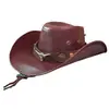 Sombrero Jazz de Ala Ancha de PU para Hombres y Mujeres, Visera Protectora del Sol para Exteriores de Primavera y Otoño, Sombrero de Caballero para Viaje, Sombrero de Vaquero del Oeste Americano
