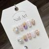 Handmade nail art patch cenoura bonito adorável adorável pintado à mão coelho desenhos animados amor terapia de luz usando unhas postiças produtos acabados