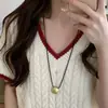 Colar Geométrico Quadrado Simples Estilo de Blogueira Coreana Estilo Ins Versátil Elegante Roupa de Trabalho Longa de Alta Qualidade