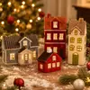 Decorações de Natal para casa em cerâmica europeia e americana cuidadosamente selecionadas, ornamentos criativos, atacado transfronteiriço, casas vazadas estilosas estilo vila