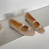 Zapatos de Salón Redondos Estilo Francés Perla Suave, Zapatos Planos Bajos Estilo Coreano Piel de Oveja, Zapatos Mary Jane Elásticos