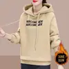 Moletom Grosso com Capuz e Forro de Fleece Plus Size para Mulheres, Estilo Coreano Outono e Inverno, Caimento Solto, Peça Base Valorizadora, Design Solto de Manga Longa