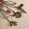 Nuevo Collar de Pluma de Bronce Antiguo Inspirado en el Zen de Estilo Chino para Mujer, Estilo Étnico Bohemio, Cadena Larga de Doble Capa para Suéter
