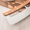 Cortador de Pizza de Media Luna de Acero Inoxidable Gancho para Horno de Pizza Cuchillo para Turrón de Doble Mango Herramienta para Hornear Pizza Cuchillo Basculante para Pan