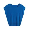 [Hengjia Hj] Tricô de Lã Solto com Gola Redonda e Mangas Curtas tipo Asa para Mulheres, Versátil, de Alta Qualidade, que Cobre o Corpo, Tricô Casual Simples
